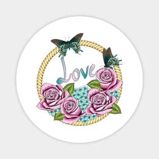 Love - Roses And Hydrangea Magnet